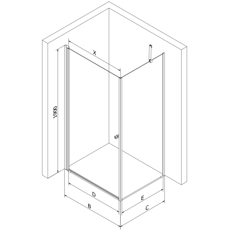 Mexen Pretoria sprchový box s otvíracími dveřmi 70 x 80 cm, čirý, černý + vanička Flat - 852-070-080-70-00-4010B