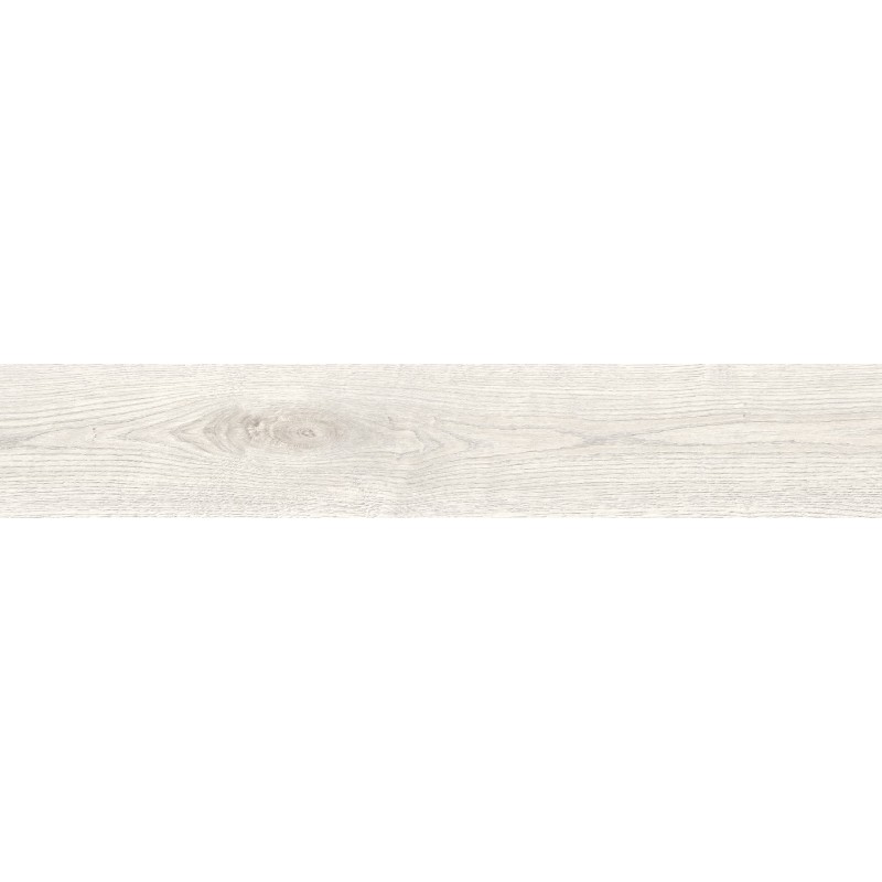 Mexen Wood Ville Bianco lesklý rektifikovaný gres G1, dlaždice s imitací dřeva pro podlahu a stěny 120 x 20 cm, carving