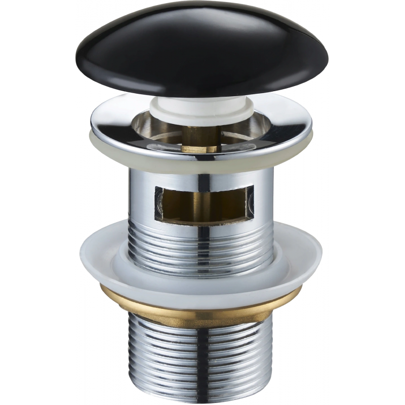 Mexen zátka klik-klak kulatá s přepadem, černá keramická - 79920-75