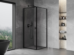 Mexen Mist-B sprchový kout pravý křídlový 90 x 90 cm, černý rám, černý - 8A2T-090-090-70-70-P