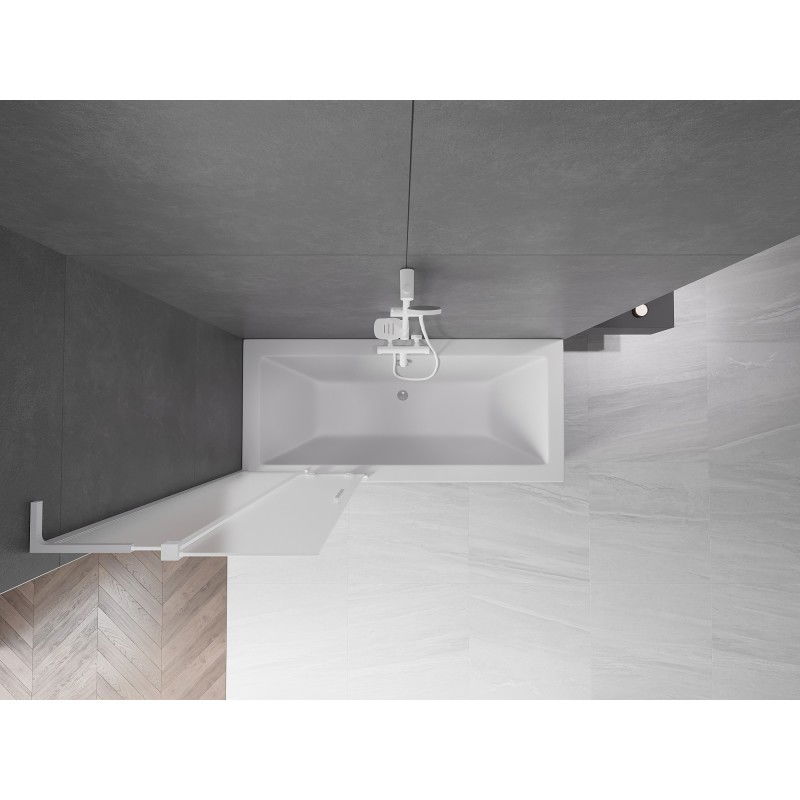 Mexen Velar L vanová zástěna dvoukřídlová posuvná 70 x 150 cm, mrazová, bílá - 896-070-003-31-20