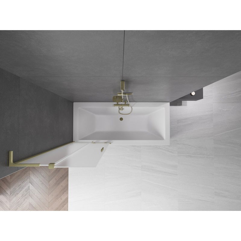 Mexen Velar L paravan na vanu, dvoukřídlý posuvný 70 x 150 cm, matný, zlatý kartáčovaný - 896-070-003-31-55