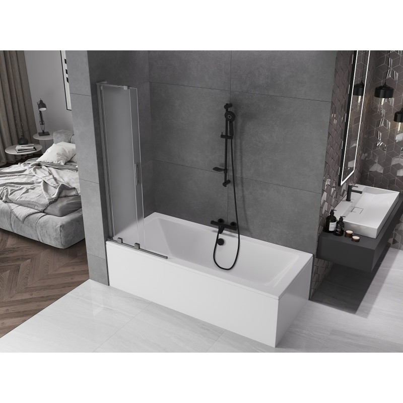 Mexen Velar L dvoudílná vanová zástěna zasouvací 70 x 150 cm, mat, kartáčovaná gun šedá - 896-070-003-31-66