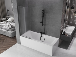 Mexen Velar L dvoudílná vanová zástěna zasouvací 70 x 150 cm, mat, kartáčovaná gun šedá - 896-070-003-31-66