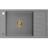 Mexen Elias žulový dřez s jednou komorou a odkapávačem 795 x 480 mm, šedý, zlatý sifon - 6511791005-71-G