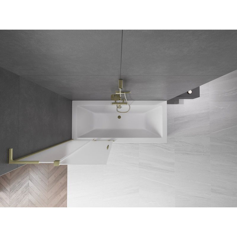 Mexen Velar L vanová zástěna 2-křídlová posuvná 80 x 150 cm, mat, zlatý kartáčovaný - 896-080-003-31-55