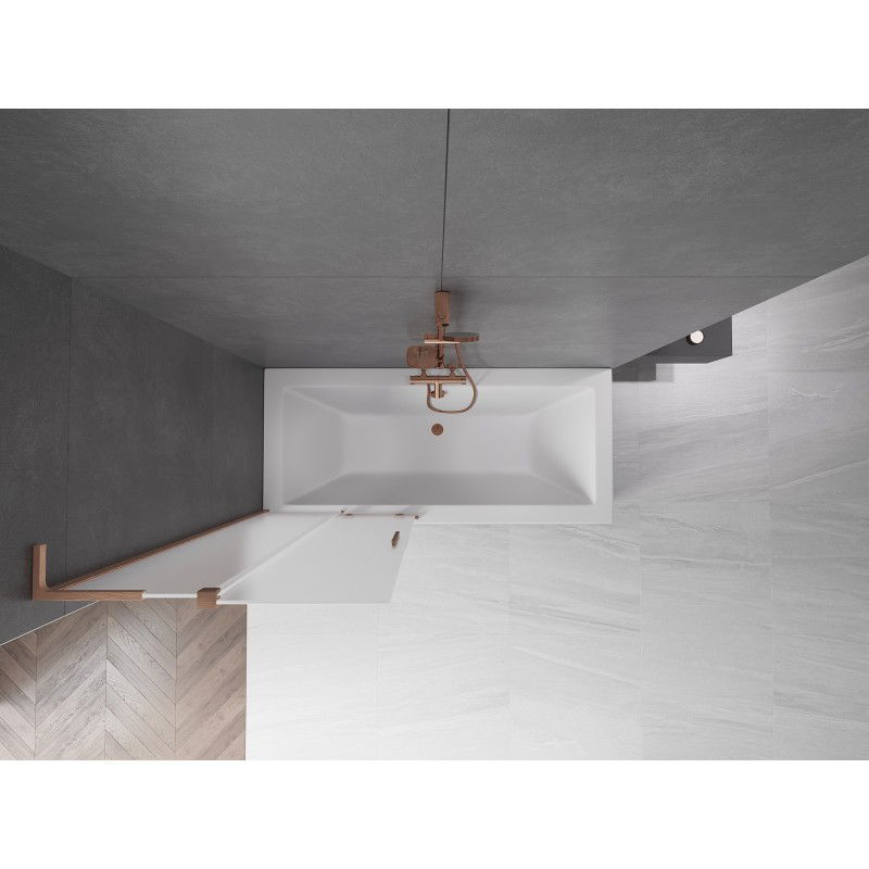 Mexen Velar L vanová zástěna 2dílná posuvná 80 x 150 cm, mat, kartáčovaná měď - 896-080-003-31-65