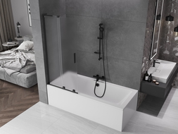 Mexen Velar L vanová zástěna dvoukřídlá posuvná 80 x 150 cm, matná, černá - 896-080-003-31-70