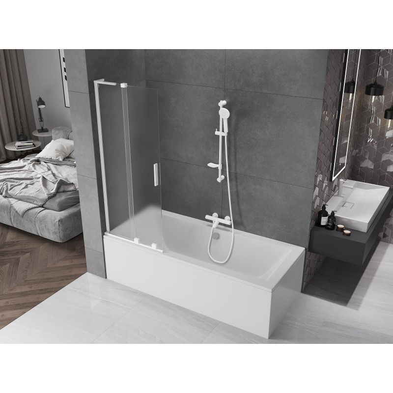 Mexen Velar L vanová zástěna 2-křídlová posuvná 75 x 150 cm, matná, bílá - 896-075-003-31-20