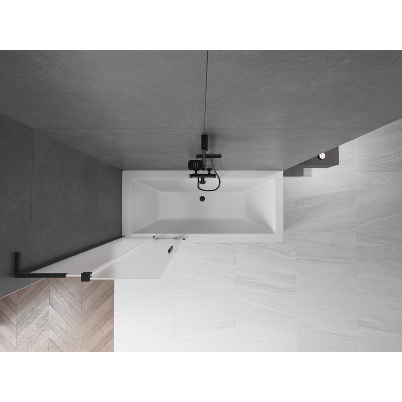 Mexen Velar L paravan na vanu, 2-křídlý posuvný 75 x 150 cm, matný, černý - 896-075-003-31-70