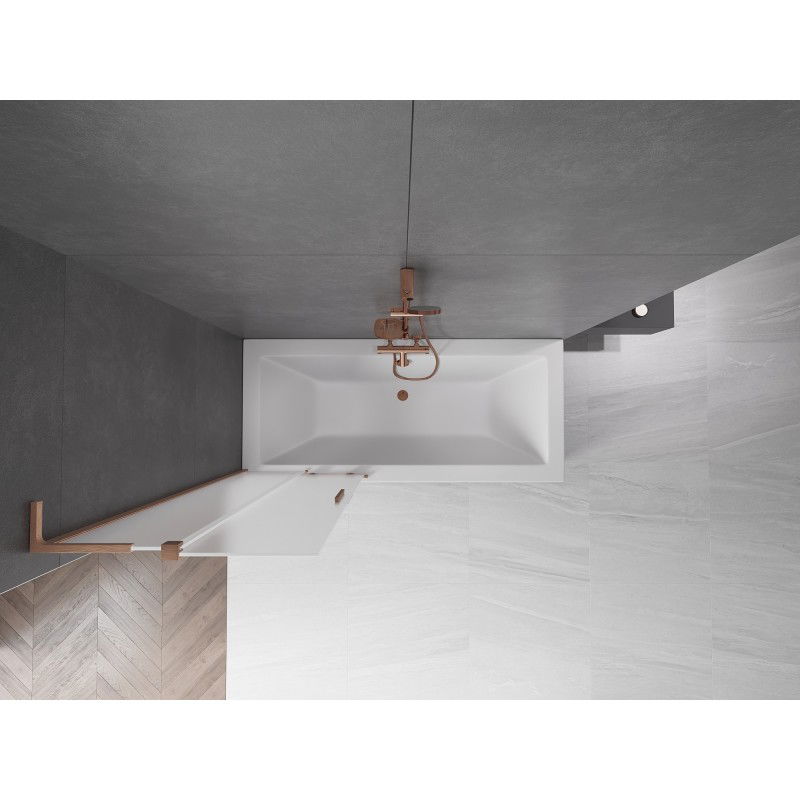 Mexen Velar L vanová zástěna 2-křídlová posuvná 85 x 150 cm, mat, kartáčovaná měď - 896-085-003-31-65