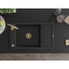 Mexen Elias granitový dřez s odkapávačem 1-komorový 795 x 480 mm, černý, sifon zlatý - 6511791005-77-G