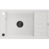 Mexen Elias granitový dřez 1-komorový s odkapávačem 795 x 480 mm, bílý, černý sifon - 6511791005-20-B