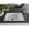 Mexen Elias žulový dřez s jednou komorou a odkapávačem 795 x 480 mm, bílý, černý sifon - 6511791005-20-B