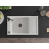 Mexen Elias žulový dřez s jednou komorou a odkapávačem 795 x 480 mm, bílý, černý sifon - 6511791005-20-B
