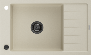Mexen Elias granitový dřez s 1 komorou a odkapávačem 795 x 480 mm, béžový, černý sifon - 6511791005-69-B