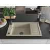 Mexen Elias granitový kuchyňský dřez 1-komorový s odkapávačem 795 x 480 mm, béžový, černý sifon - 6511791005-69-B