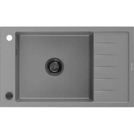 Mexen Elias 1-komorový žulový dřez s odkapávačem 795 x 480 mm, šedý, černý sifon - 6511791005-71-B