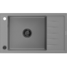 Mexen Elias 1-komorový žulový dřez s odkapávačem 795 x 480 mm, šedý, černý sifon - 6511791005-71-B