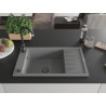 Mexen Elias granitový jednodřez s odkapávačem 795 x 480 mm, šedý, černý sifon - 6511791005-71-B