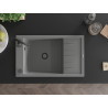 Mexen Elias granitový jednodřez s odkapávačem 795 x 480 mm, šedý, černý sifon - 6511791005-71-B