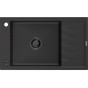 Mexen Elias granitový dřez 1-komorový s odkapávačem 795 x 480 mm, černý/stříbrný metalický, černý sifon - 6511791005-73-B