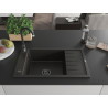Mexen Elias granitový dřez s 1 komorou a odkapávačem 795 x 480 mm, černý/zlatý metalik, černý sifon - 6511791005-75-B