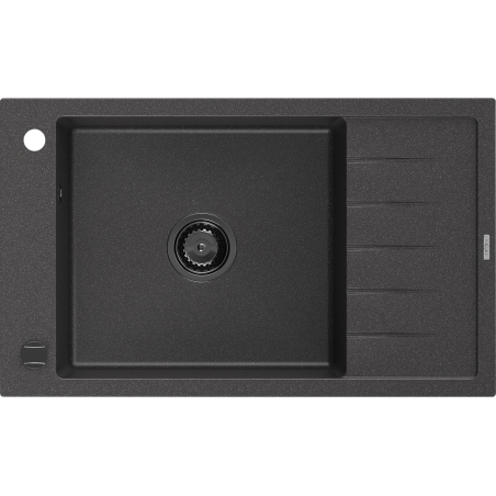Mexen Elias granitový kuchyňský dřez s odkapávačem 795 x 480 mm, černý skvrnitý, černý sifon - 6511791005-76-B