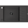 Mexen Elias granitový kuchyňský dřez s odkapávačem 795 x 480 mm, černý skvrnitý, černý sifon - 6511791005-76-B