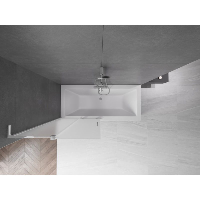 Mexen Velar L vanová paraván dvoukřídlový posuvný 90 x 150 cm, matný, chrom - 896-090-003-31-01