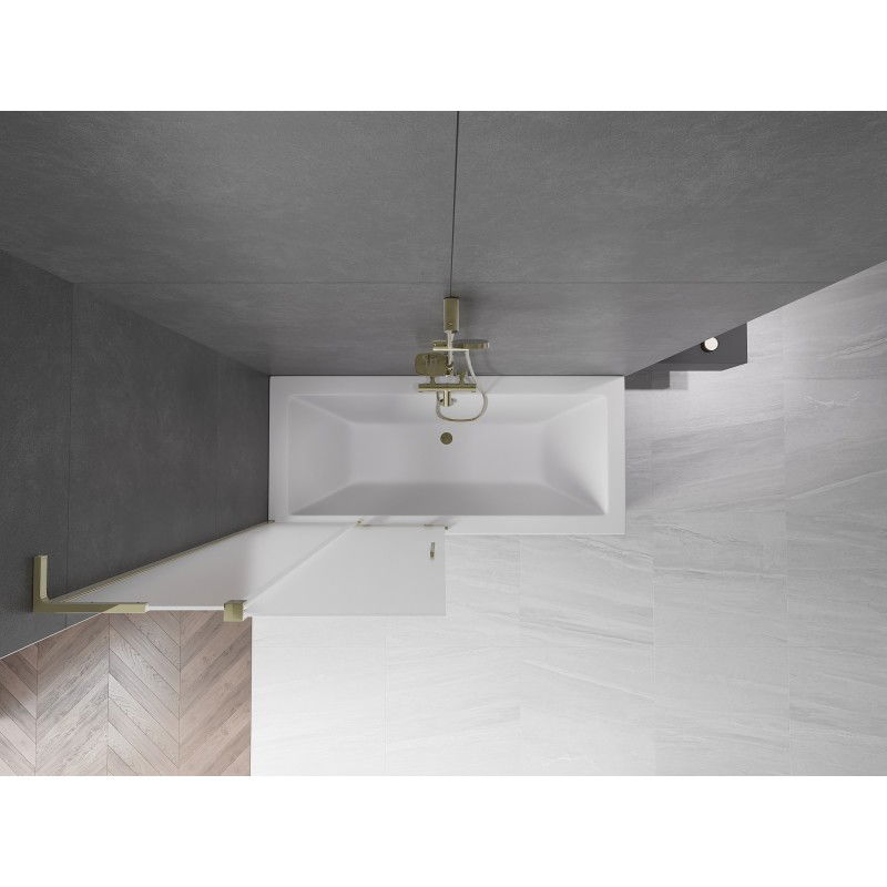 Mexen Velar L vanová zástěna dvoukřídlá posuvná 90 x 150 cm, matná, zlatá - 896-090-003-31-50