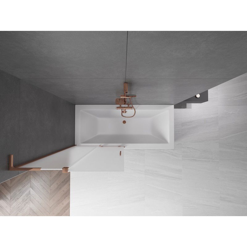 Mexen Velar L vanová zástěna 2-křídlá posuvná 95 x 150 cm, mat, růžové zlato - 896-095-003-31-60