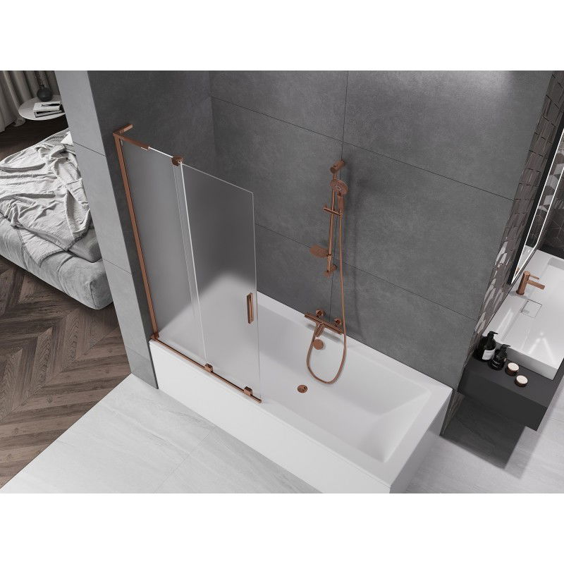 Mexen Velar L vanová zástěna 2-křídlá posuvná 95 x 150 cm, mat, růžové zlato - 896-095-003-31-60