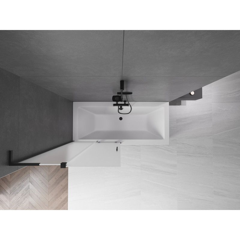 Mexen Velar L vanová zástěna 2-dílná posuvná 95 x 150 cm, matná, černá - 896-095-003-31-70