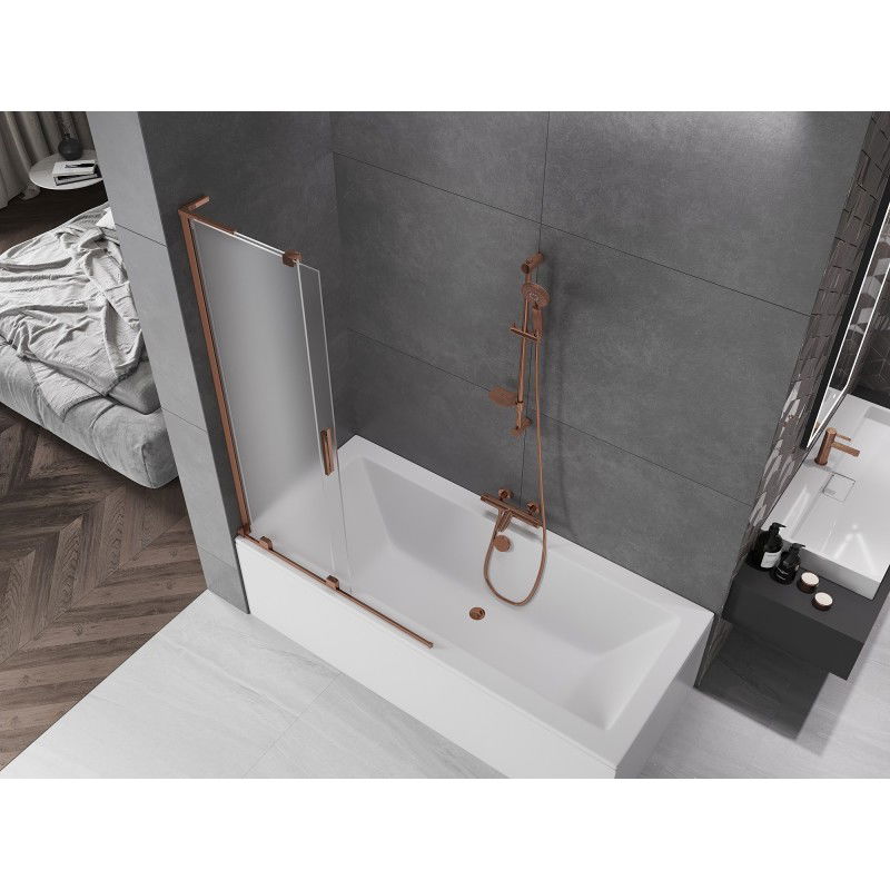 Mexen Velar L vana skleněný panel dvoukřídlý posuvný 100 x 150 cm, mat, růžové zlato - 896-100-003-31-60