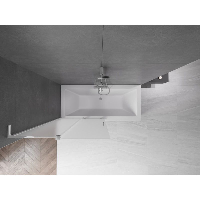 Mexen Velar L vanová zástěna 2-dílná posuvná 110 x 150 cm, mat, chrom - 896-110-003-31-01