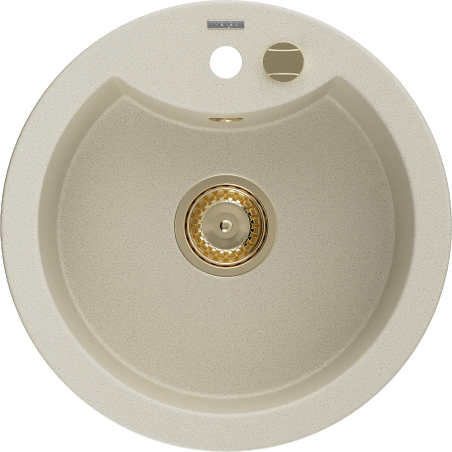 Mexen Diego granitový jednodřez 488 x 480 mm, béžový, sifon zlatý - 6512481000-69-G