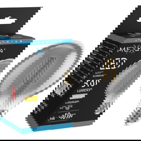 Mexen Vintis LED žárovka filament E27, G95, 6W, Teplá - 2700K, 510 lm, kouřová - L157-E27-0627-70