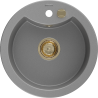 Mexen Diego žulový dřez 1-komorový 488 x 480 mm, šedý, sifon zlatý - 6512481000-71-G