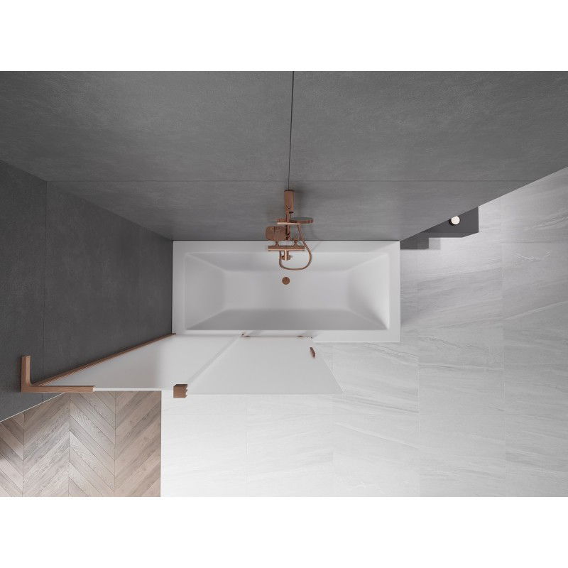 Mexen Velar L vanová zástěna 2-dílná posuvná 110 x 150 cm, matné sklo, kartáčovaná měď - 896-110-003-31-65