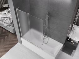 Mexen Velar L vanová zástěna 2křídlová posuvná 120 x 150 cm, mat, kartáčovaný nikl - 896-120-003-31-97