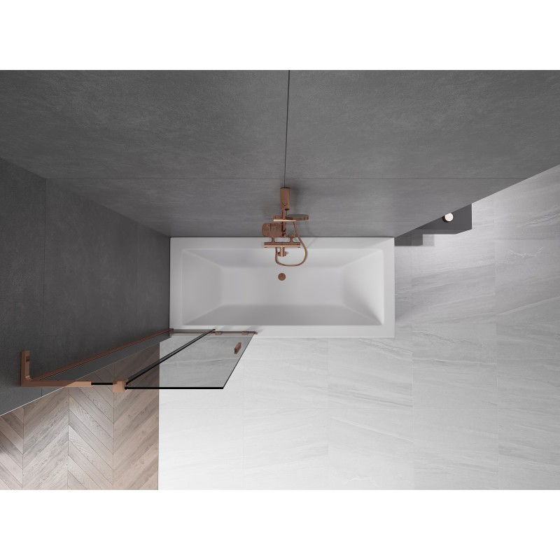 Mexen Velar L vanová zástěna 2-křídlová posuvná 70 x 150 cm, grafit, růžové zlato - 896-070-003-41-60