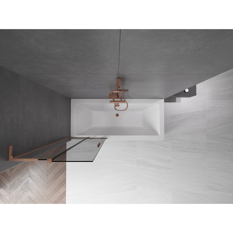 Mexen Velar L vanová zástěna 2-křídlová posuvná 75 x 150 cm, grafitová, kartáčovaná měď - 896-075-003-41-65