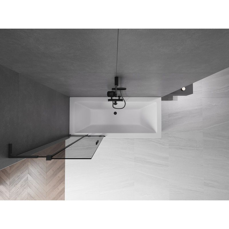 Mexen Velar L vanová zástěna 2dílná posuvná 75 x 150 cm, grafit, černá - 896-075-003-41-70