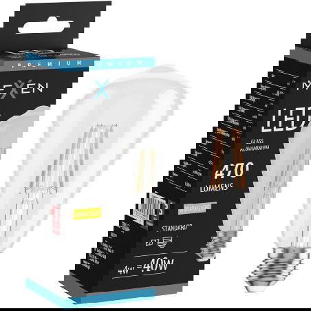 Mexen Vintis LED žárovka filament E27, ST64, 4W, Teplá - 2200K, 470 lm, čirá - L152-E27-0422-00