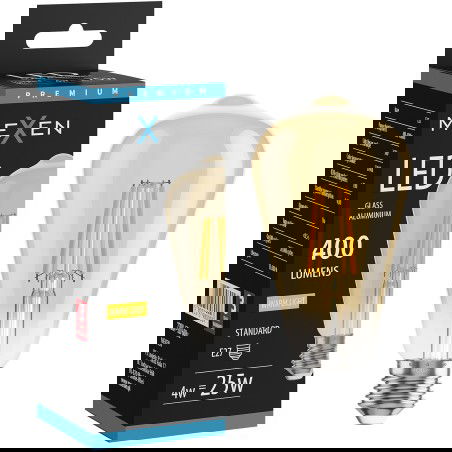 Mexen Vintis Žárovka filament LED E27, ST64, 4W, Teplá - 2200K, 400 lm, amber - L152-E27-0422-50