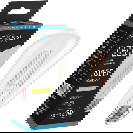 Mexen Vintis LED filamentová žárovka E27, ST64, 8W, Teplá - 2200K, 1055 lm, čirá - L152-E27-0822-00