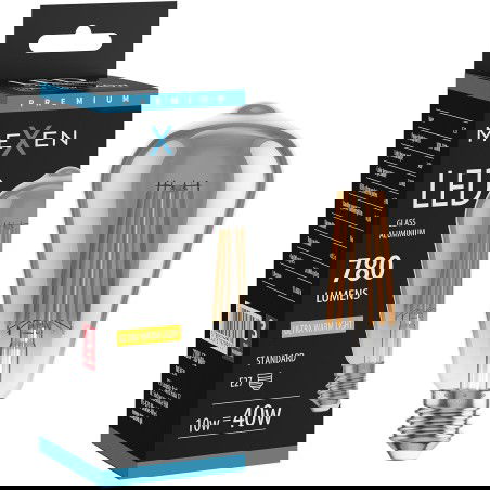 Mexen Vintis LED žárovka filament E27, ST64, 10W, Teplá - 2200K, 780 lm, kouřová - L152-E27-1022-70