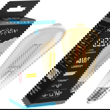 Mexen Vintis Žárovka filament LED E27, ST64, 4W, Teplá - 2700K, 400 lm, jantarová - L152-E27-0427-50