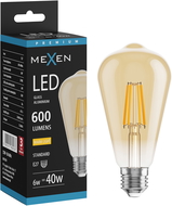 Mexen Vintis LED filamentová žárovka E27, ST64, 6W, Teplá - 2700K, 600 lm, jantarová - L152-E27-0627-50